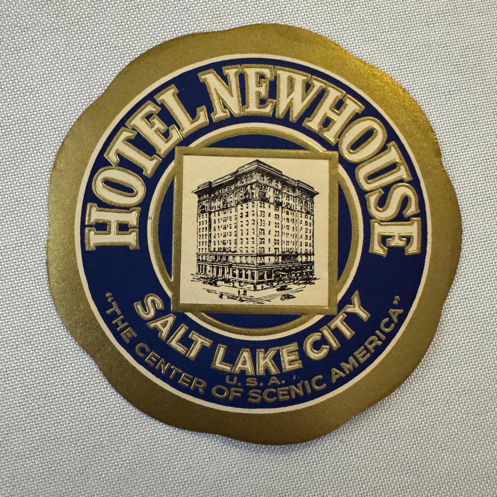 Vintage Hotel Travel Luggage Label Hotel Newhouse Salt Lake City Utah