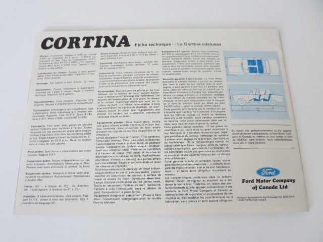 1960s Ford Cortina Sales Brochure Advertising Catalog FRENCH Canadian 