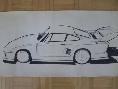 Porsche 935 Kremer Racing Design Sketch Drawing Art LOT OF 5 -  NOTTRODT Vintage