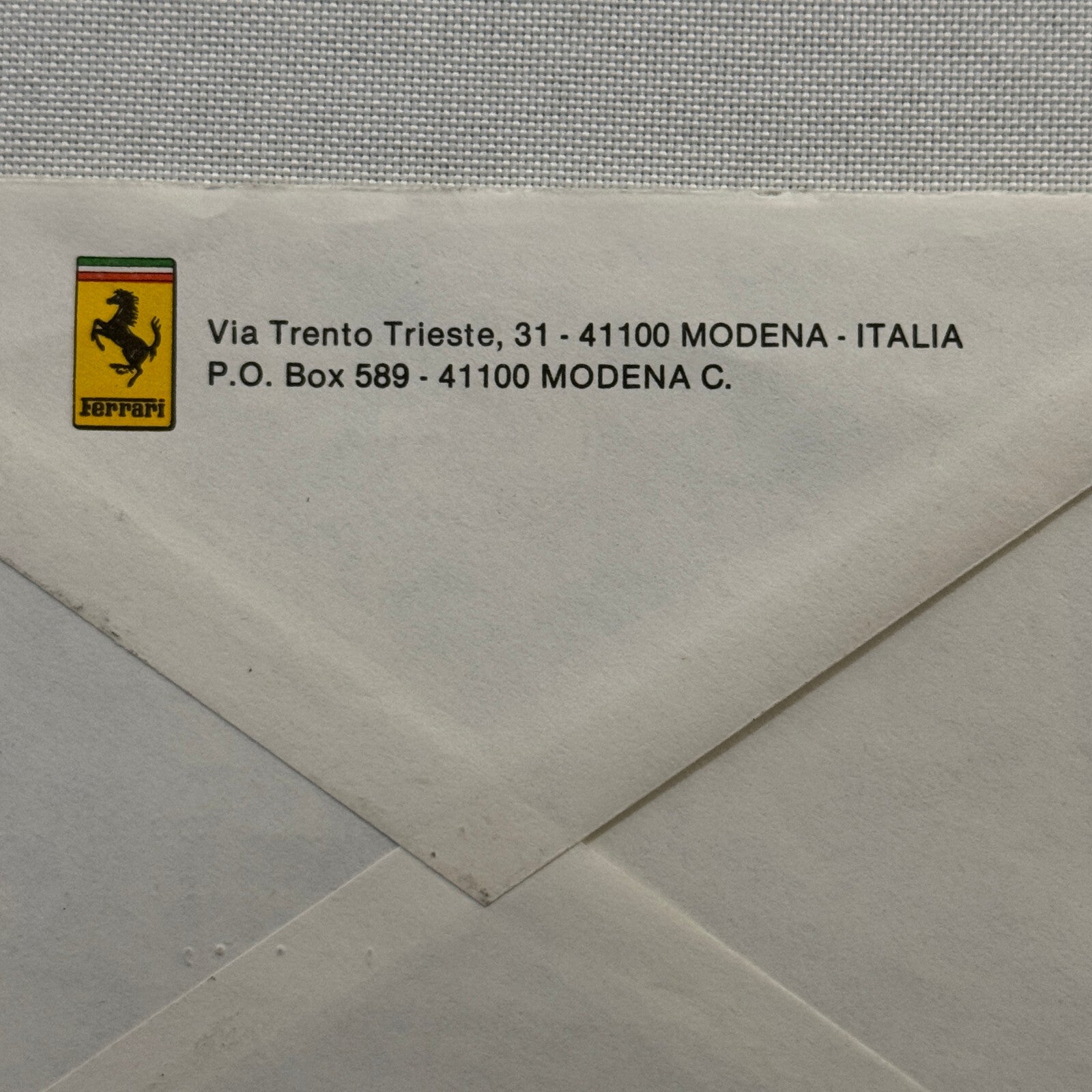 Vintage Ferrari Maranello Envelope Postmark Postage Stamp 1989