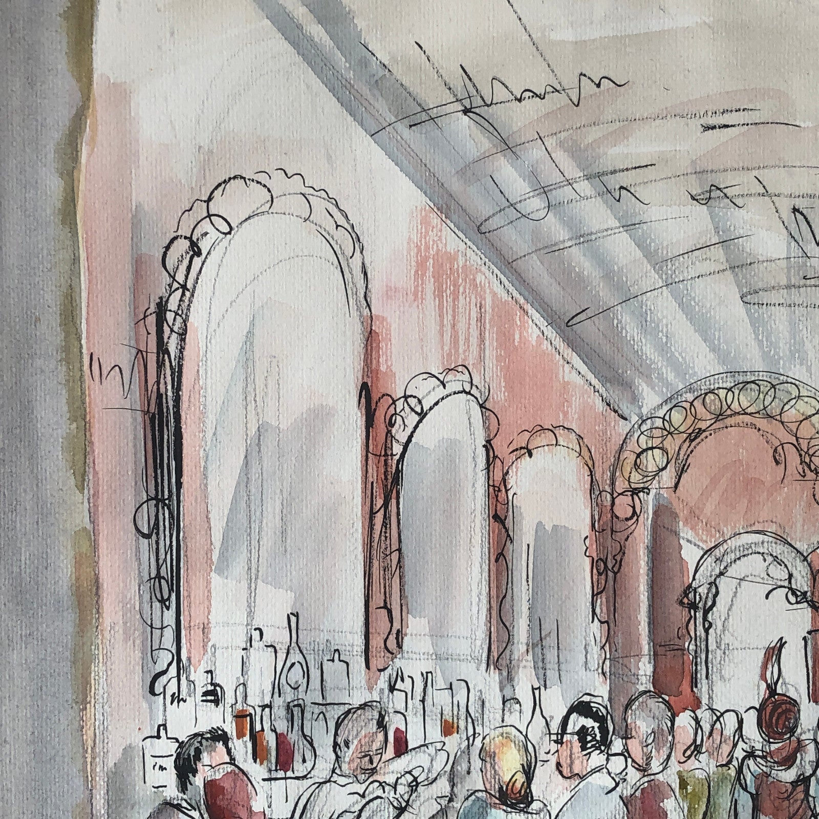 Vintage Painting Art Artwork Artist Arthur E Sudler Bar Scene People Men Women