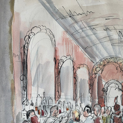 Vintage Painting Art Artwork Artist Arthur E Sudler Bar Scene People Men Women