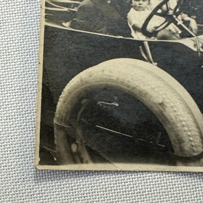 Vintage Photograph Photo Print Man and Baby in Early Automobile Car