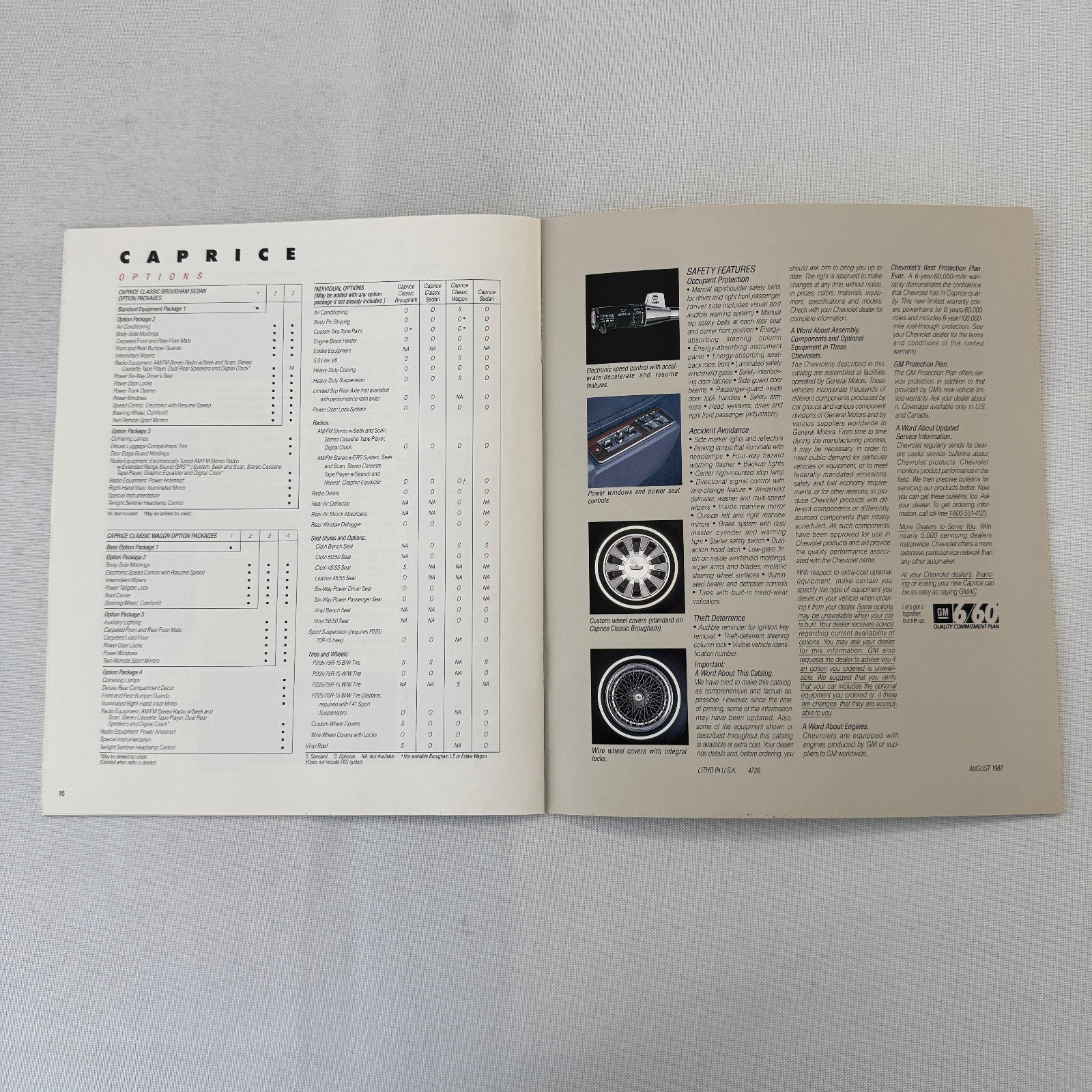1988 Chevrolet Caprice Car Sales Brochure Catalog Brougham Wagon Sedan