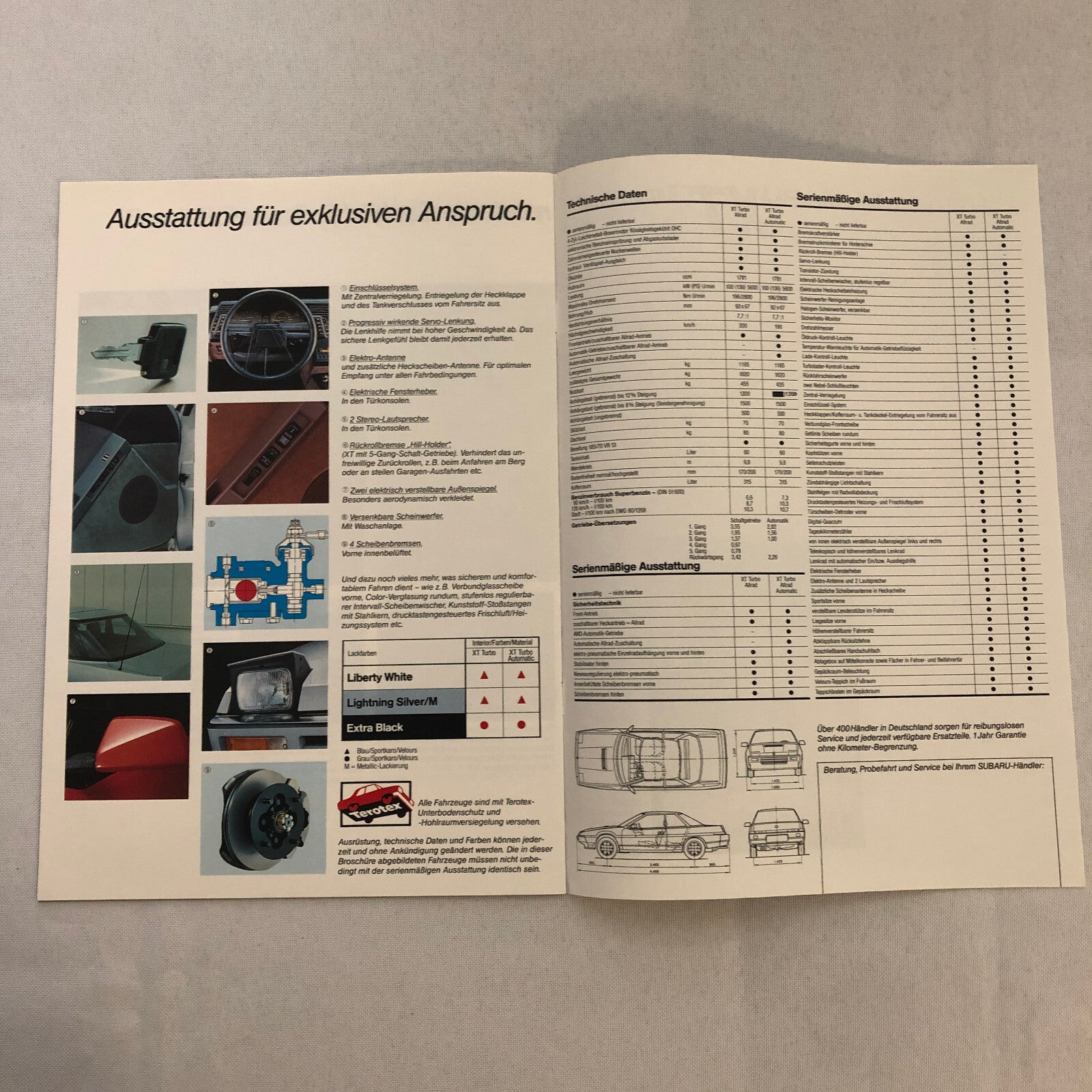 Subaru XT Turbo Car Sales Brochure Catalog Advertising German Text