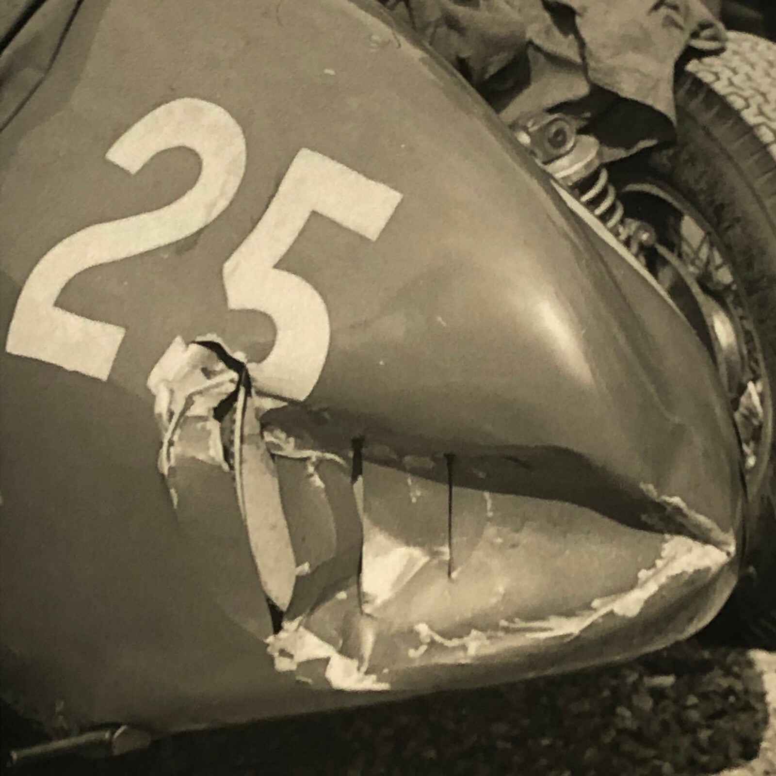 Vintage Racing Car Photo Photograph - Crashed Damaged Racing Car 