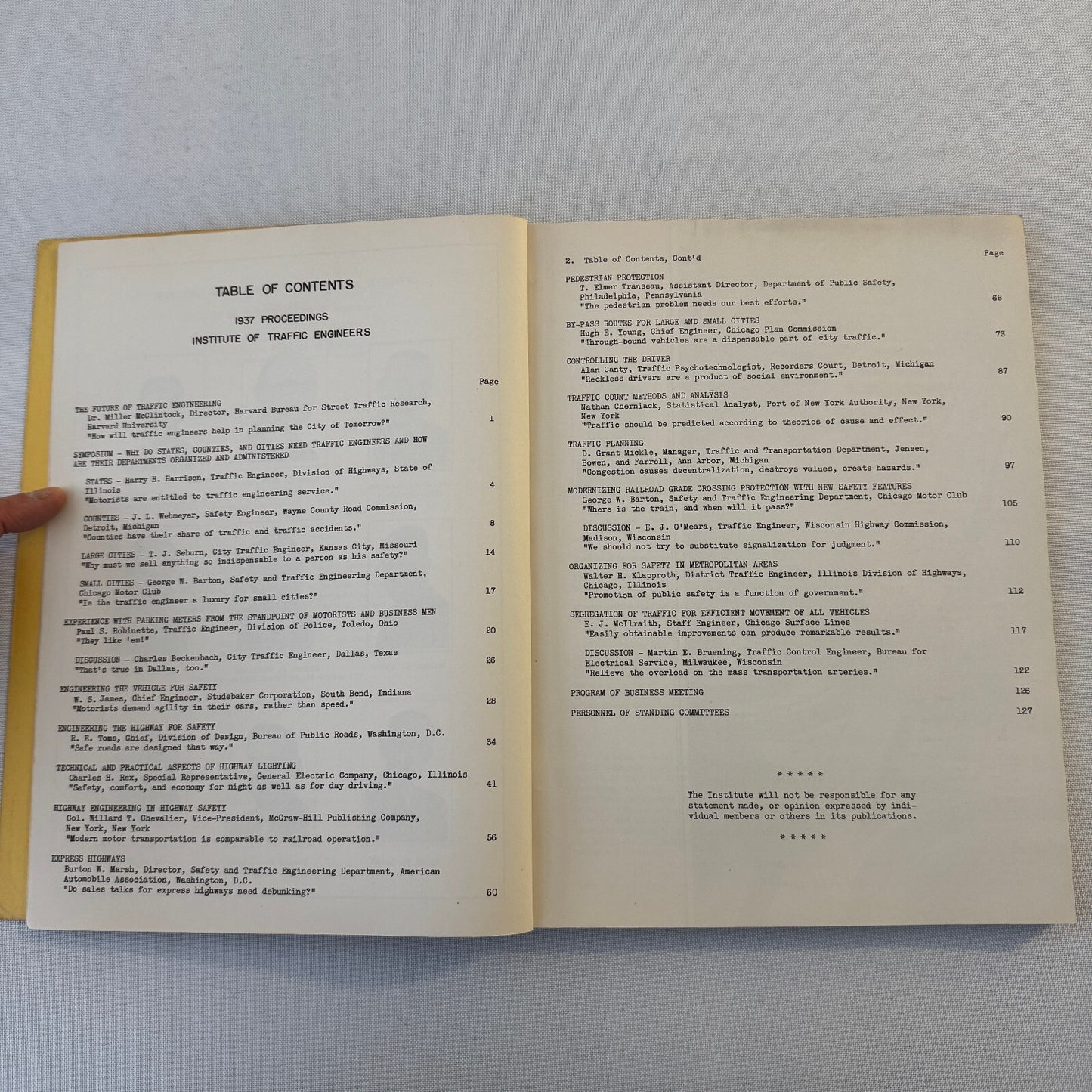 Institute of Traffic Engineers 1937 Urban Planning Book Document Road Building