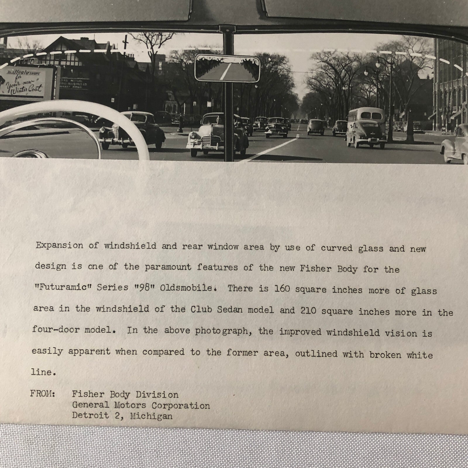 1948 Oldsmobile Series 98 Futuramic Factory Press Photo Photograph