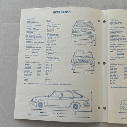 1977 Lancia Press Kit Brochure Photos Beta HPE Coupe Scorpion Sedan + 