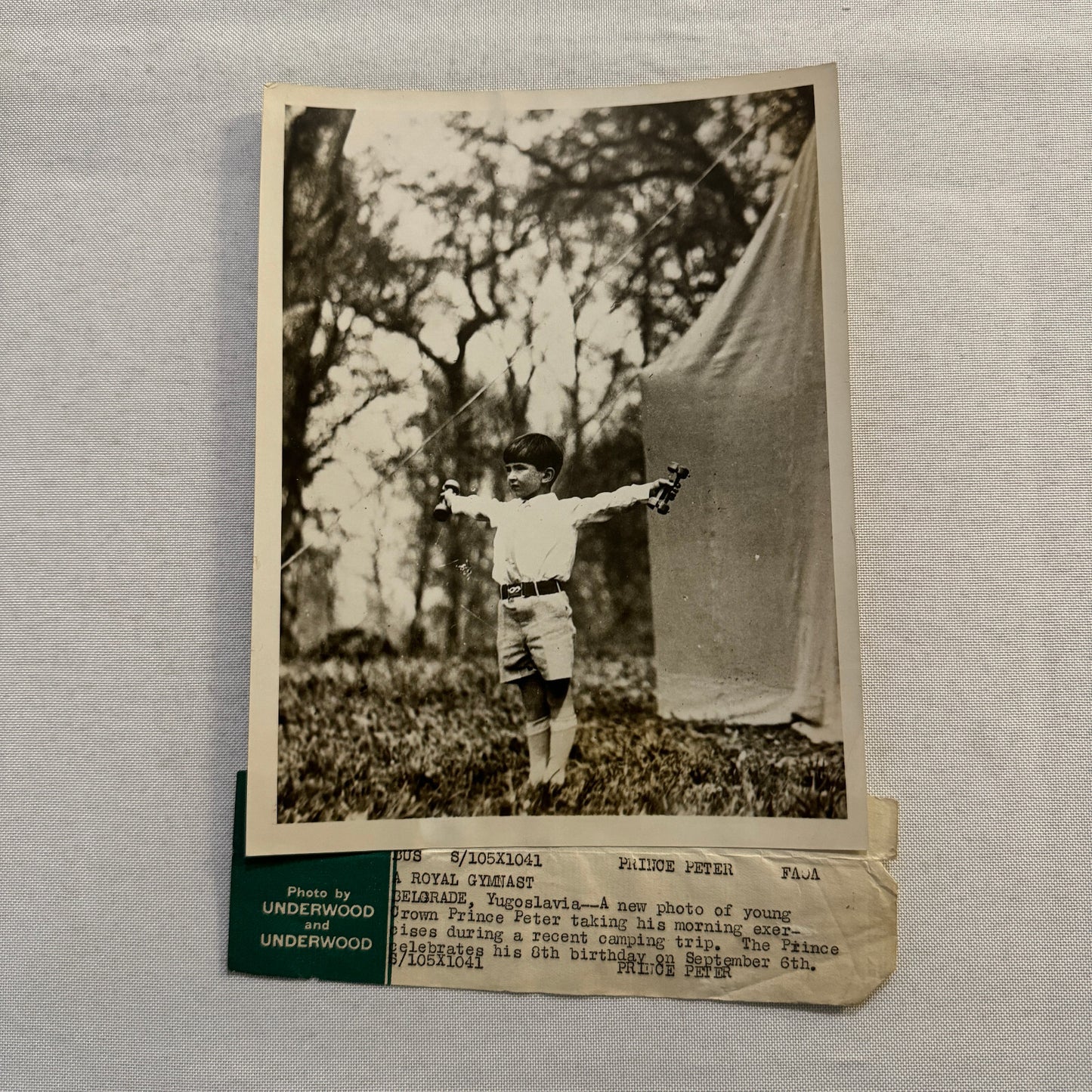Prince Peter of Yugoslavia Exercising Vintage Press Photo Photograph Underwood