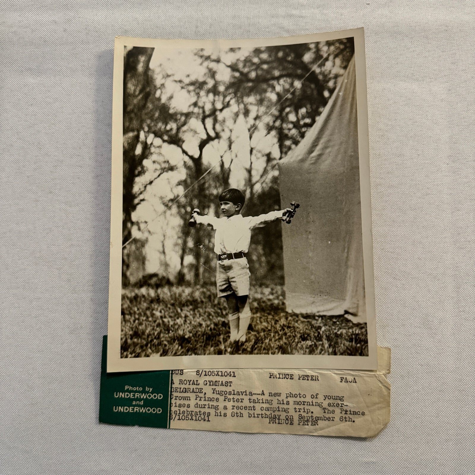 Prince Peter of Yugoslavia Exercising Vintage Press Photo Photograph Underwood