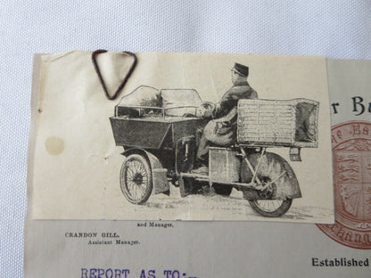 1910 Commerical Vehicle Motorcycle Company Letter Letterhead Rex Tricar Carrier 