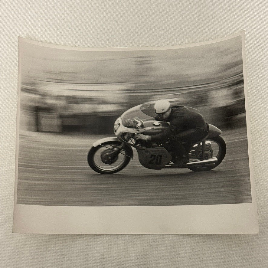 Vintage Motorcycle Racing Photo Photograph Print Unidentified Bike Rider