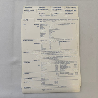1988 Saab Press Kit Brochure Photos Saab 900 Turbo Cabriolet Convertible GERMAN