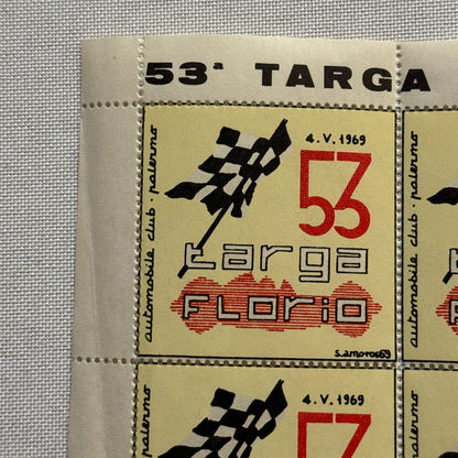 1969 Targa Florio Race Racing Postage Stamp Sheet 4x Stamps