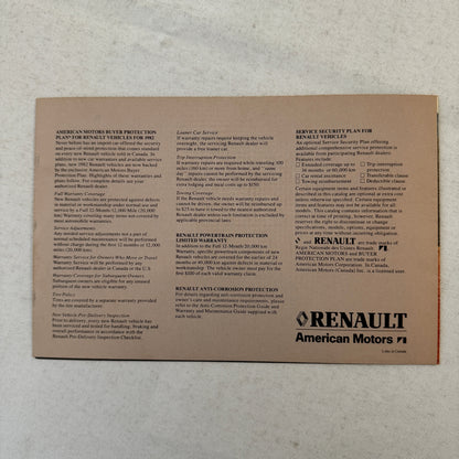 1982 Renault LeCar Car Sales Brochure Catalog Advertising Vintage