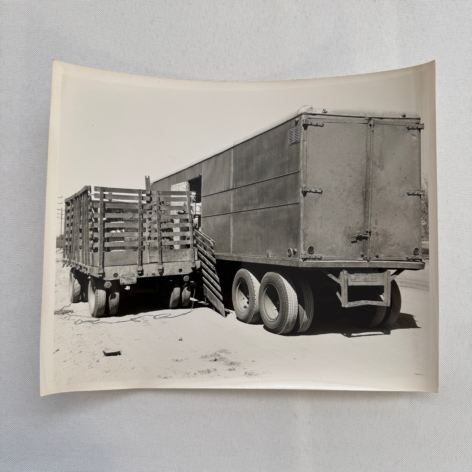Vintage Truck Trailer Photo Photograph Print 1947 California