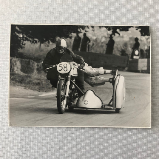 Vintage Motorcycle Racing Photo Photograph Sidecar Side Car