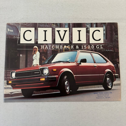 Honda Civic Hatchback and 1500 GL Car Sales Brochure Catalog Canadian 1979 1980