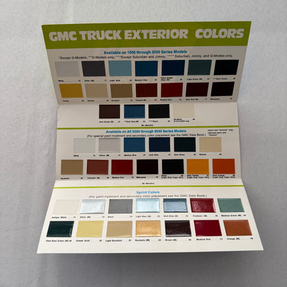 1977 GMC Truck Paint Chip Exterior Color Brochure Jimmy Pickup Suburban Van