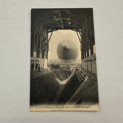 Vintage Zeppelin Airship Dirigible Postcard Post Card French Republique Military