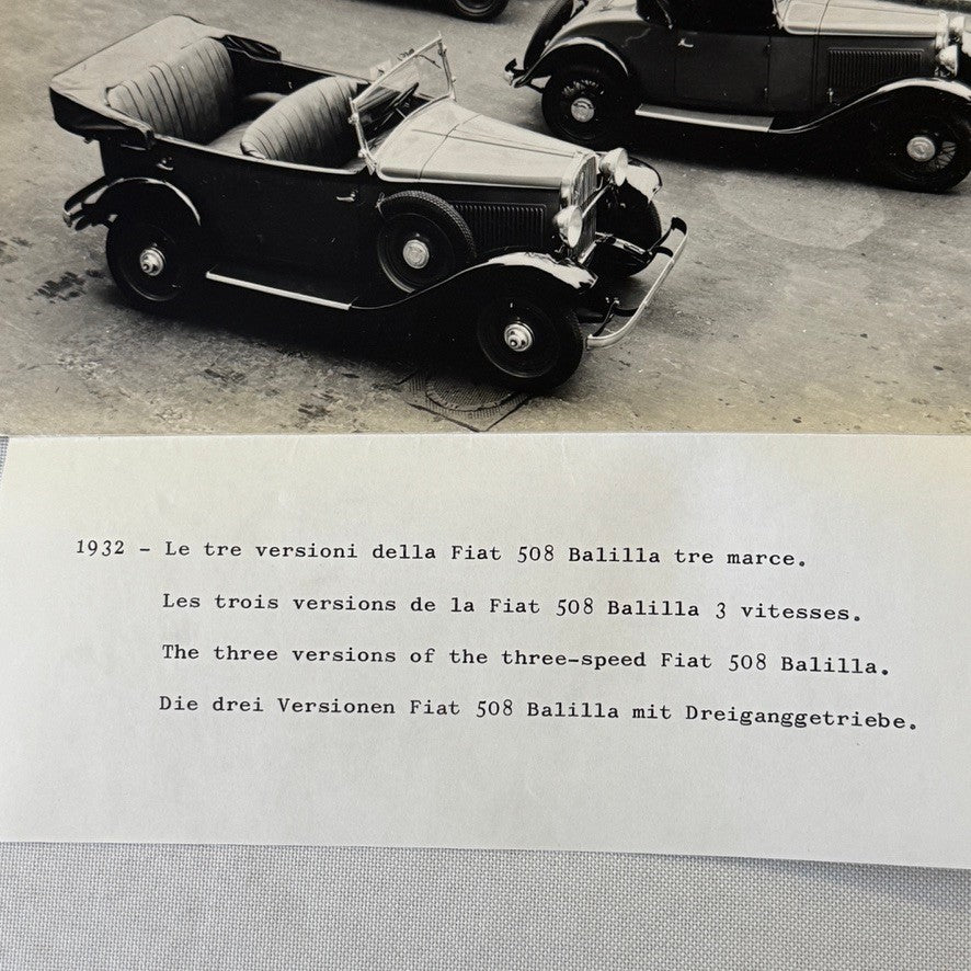 Vintage Fiat 508 Balilla Car Model Line Photo Photograph Print with Caption