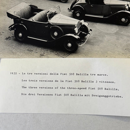 Vintage Fiat 508 Balilla Car Model Line Photo Photograph Print with Caption