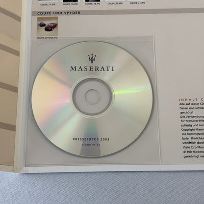 2003 Maserati Coupe & Maserati Spyder Press Kit Brochure Photo CD