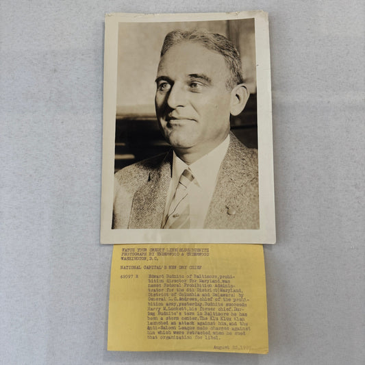 Federal Prohibition Administrator Dry Chief Edward Budnitz Press Photo 1925