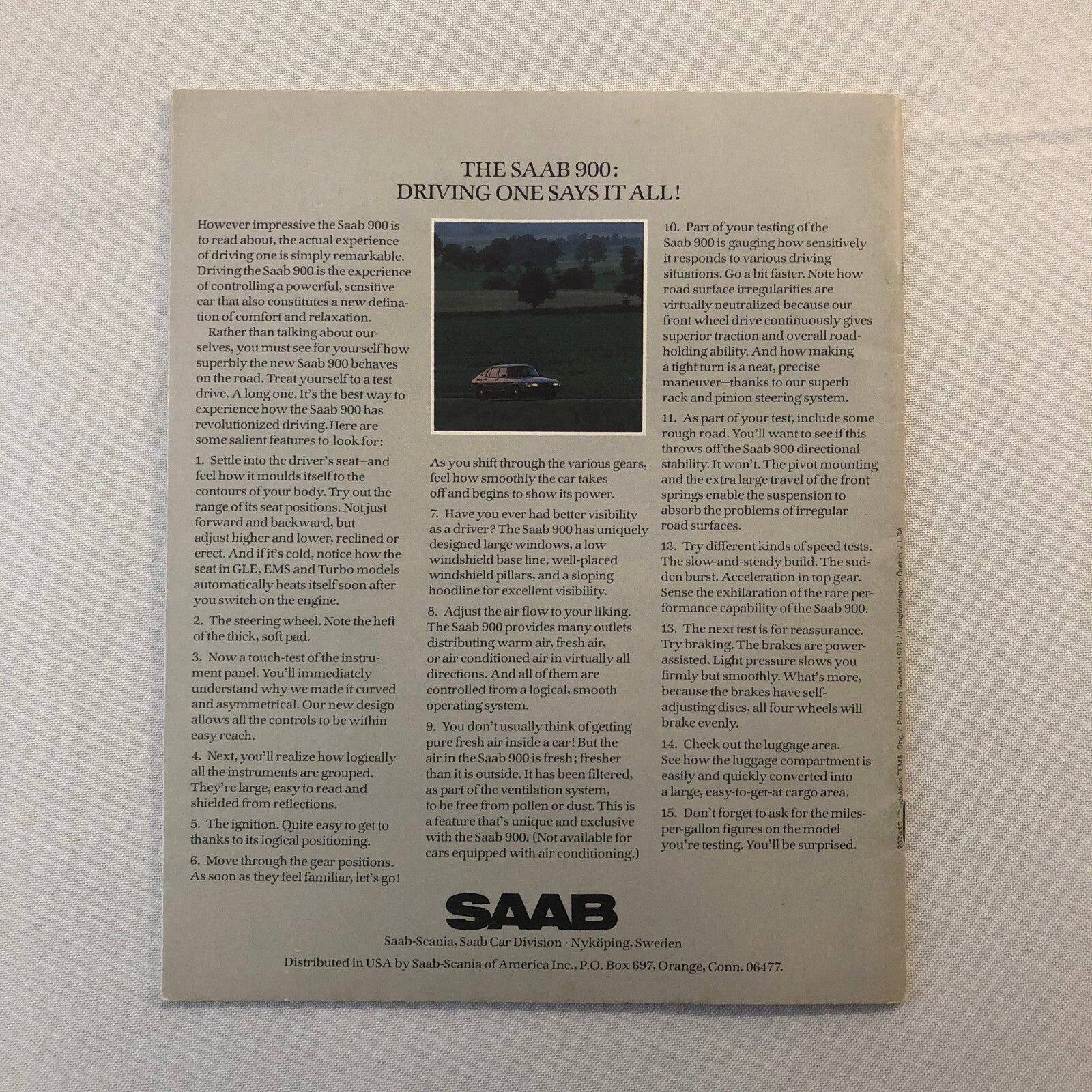 1979 Saab 900 Car Automobile Sales Brochure Catalog 900 GLi EMS GLE Turbo