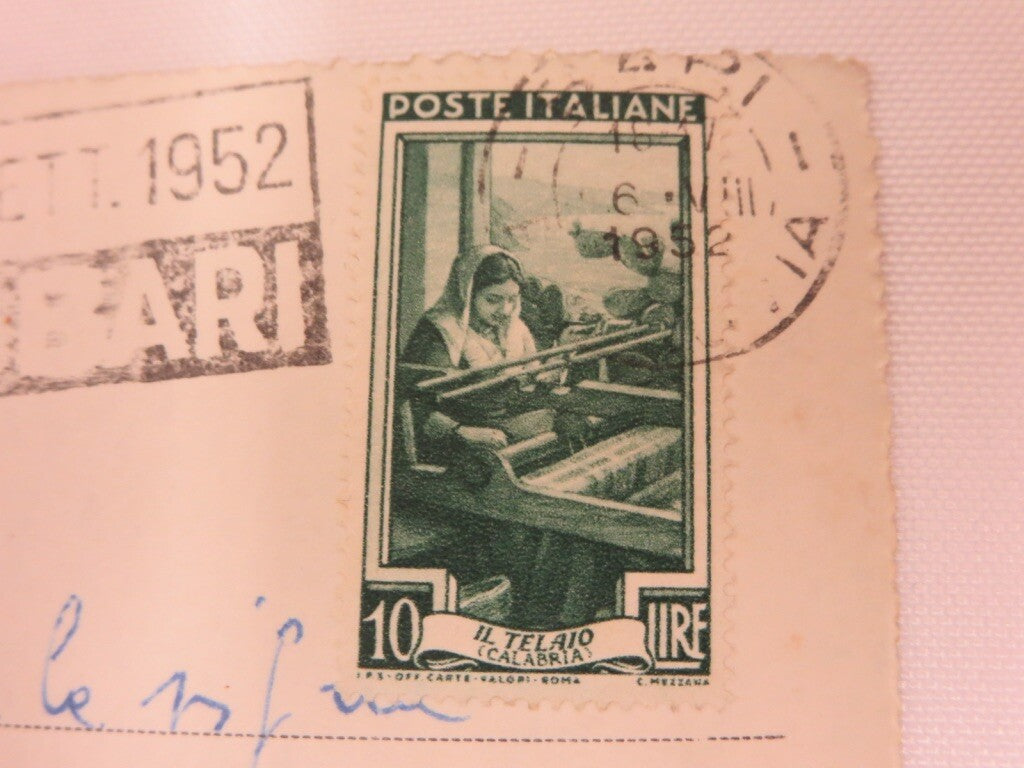 1952 Grand Prix Bari Stamp on Circolo Canottieri Barion Photo Postcard Post Card