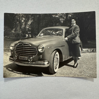Woman with Beautiful Car Automobile Photo Photograph Italian Fiat 1100 Vignale