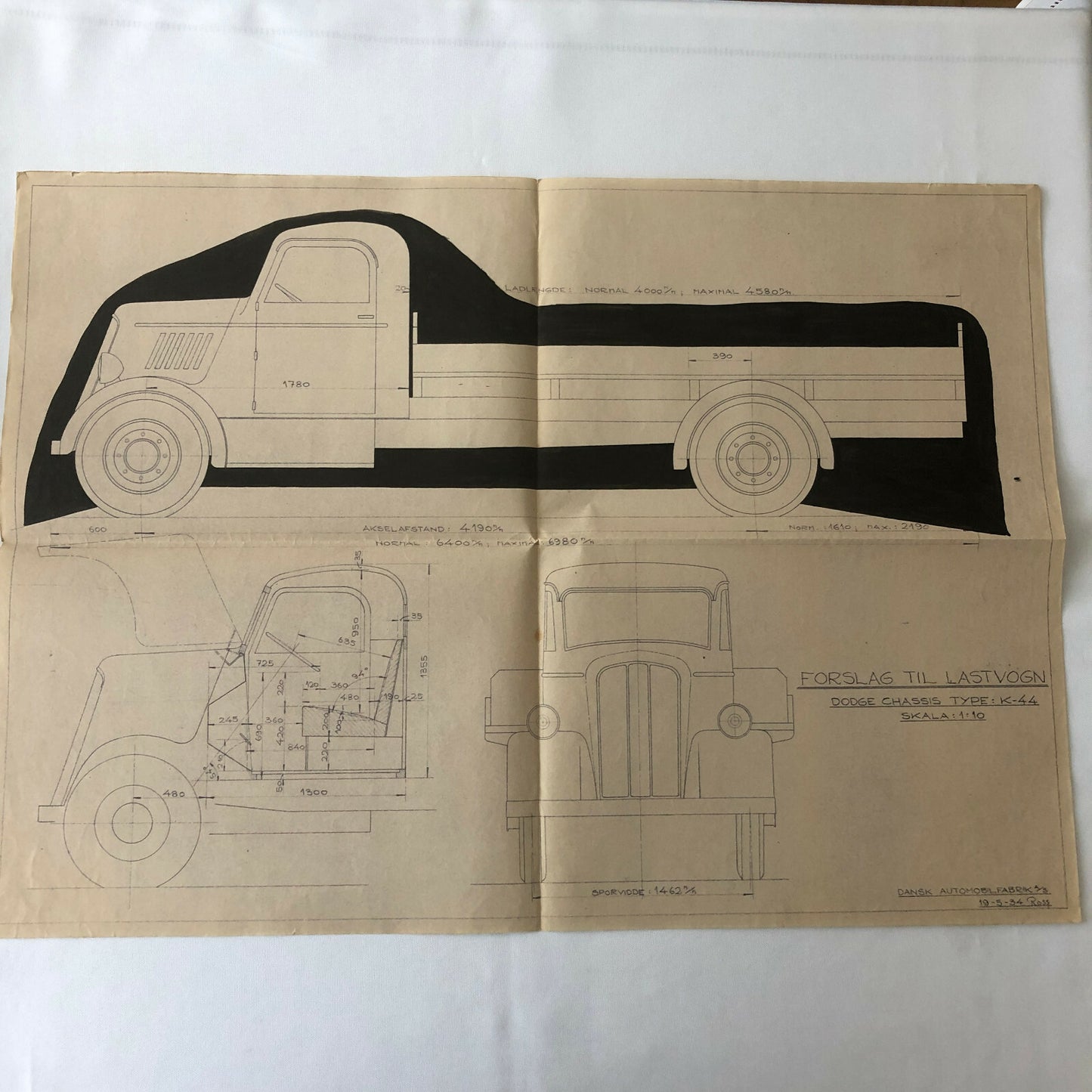1934 Coachbuilder Truck Design Blueprint Rendering Blue Print Coach Pickup Truck