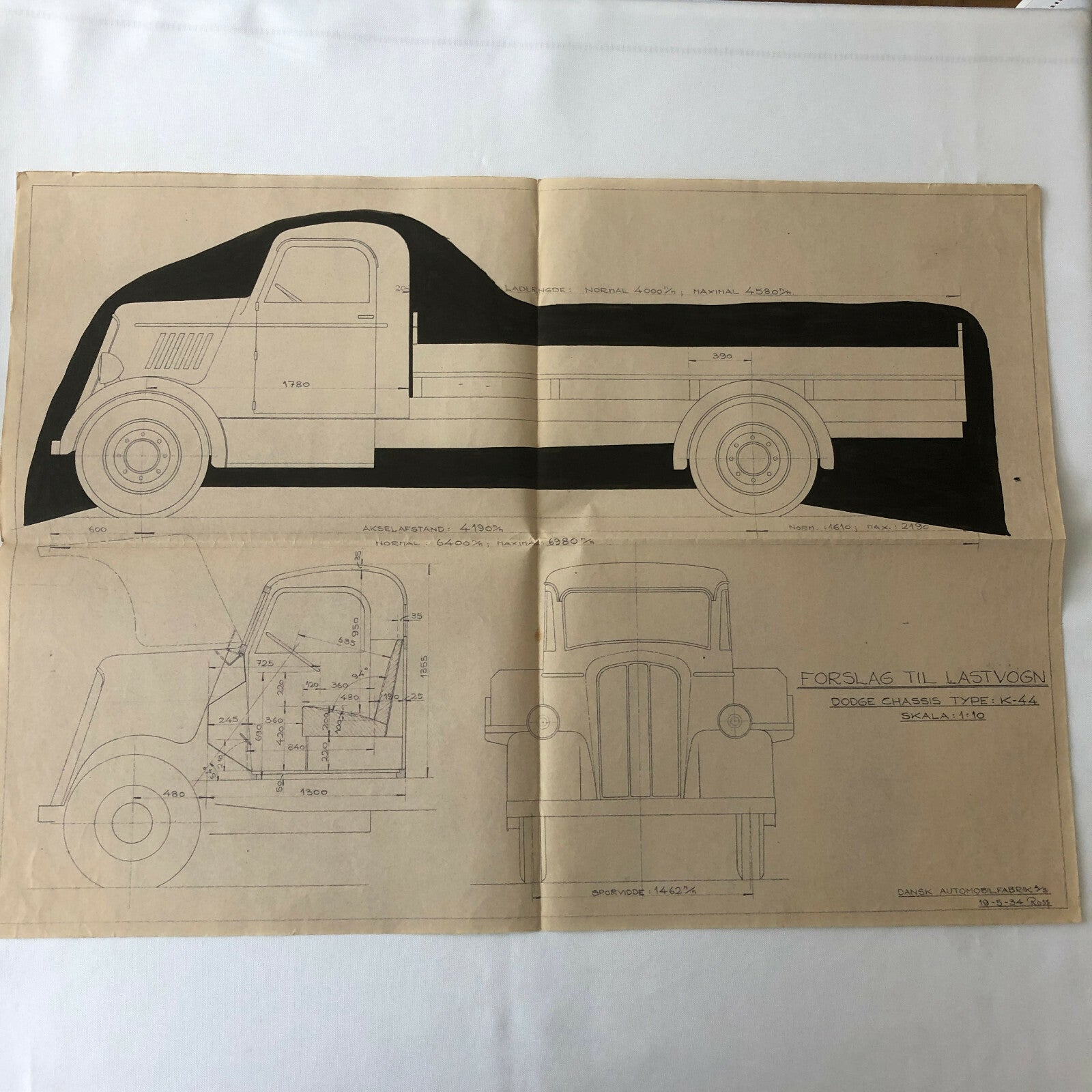 1934 Coachbuilder Truck Design Blueprint Rendering Blue Print Coach Pickup Truck
