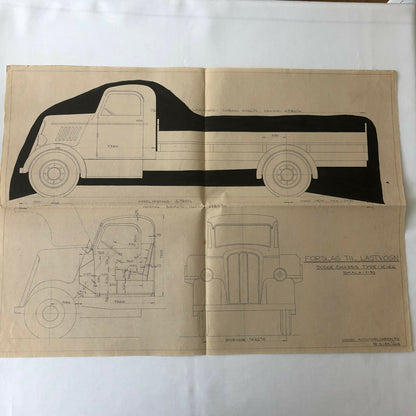 1934 Coachbuilder Truck Design Blueprint Rendering Blue Print Coach Pickup Truck