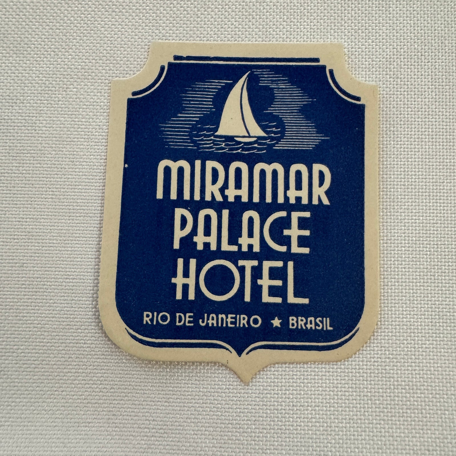 Vintage Hotel Travel Luggage Label Rio de Janeiro Brazil Brasil Miramar Palace