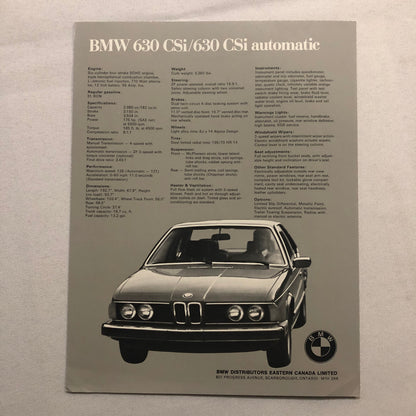 Vintage BMW Sales Brochure Catalog - 630 CSi 320i 530i Automatic 