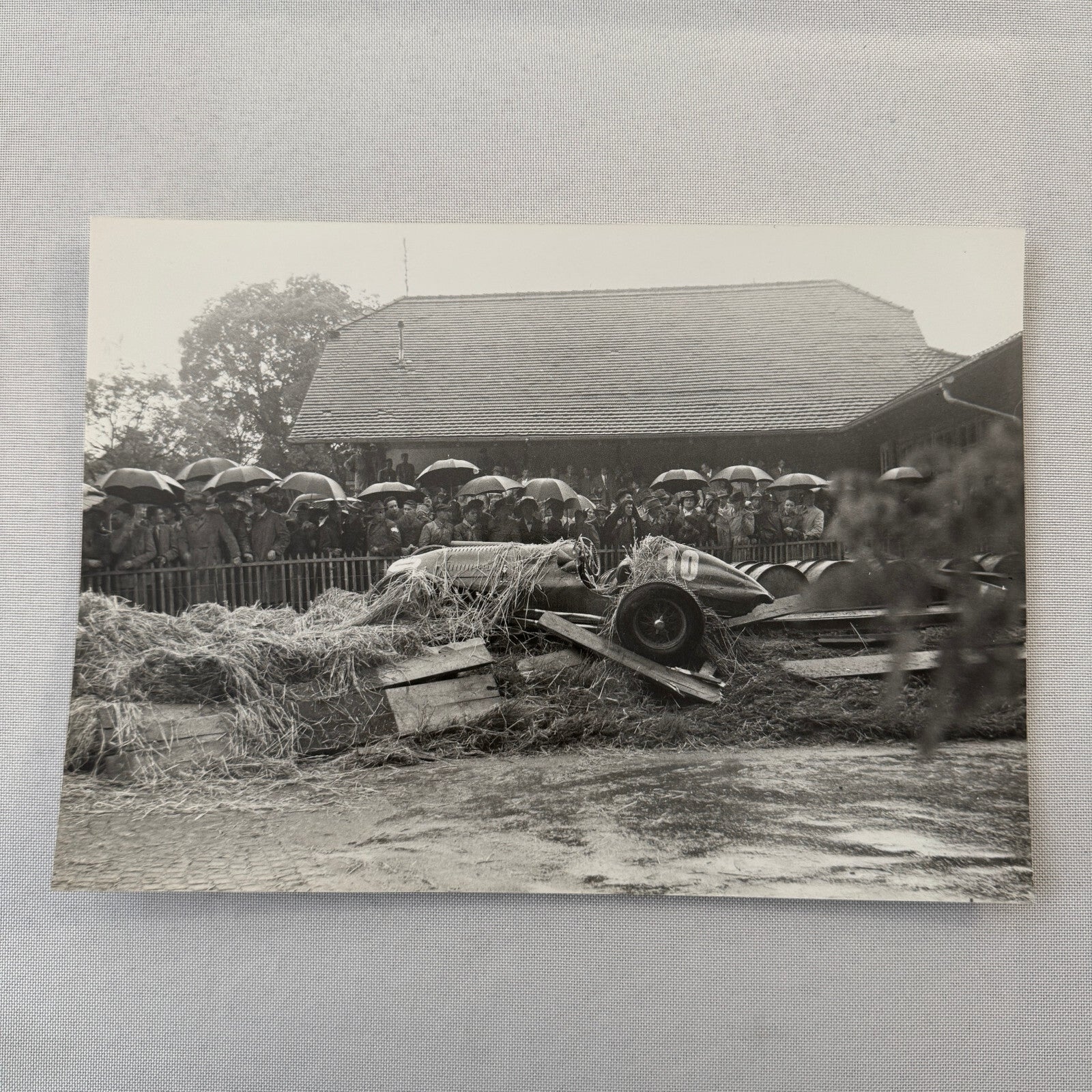 Racing Car Crash Wreck Photo Photograph 1951 Swiss Grand Prix Talbot T26 Modern
