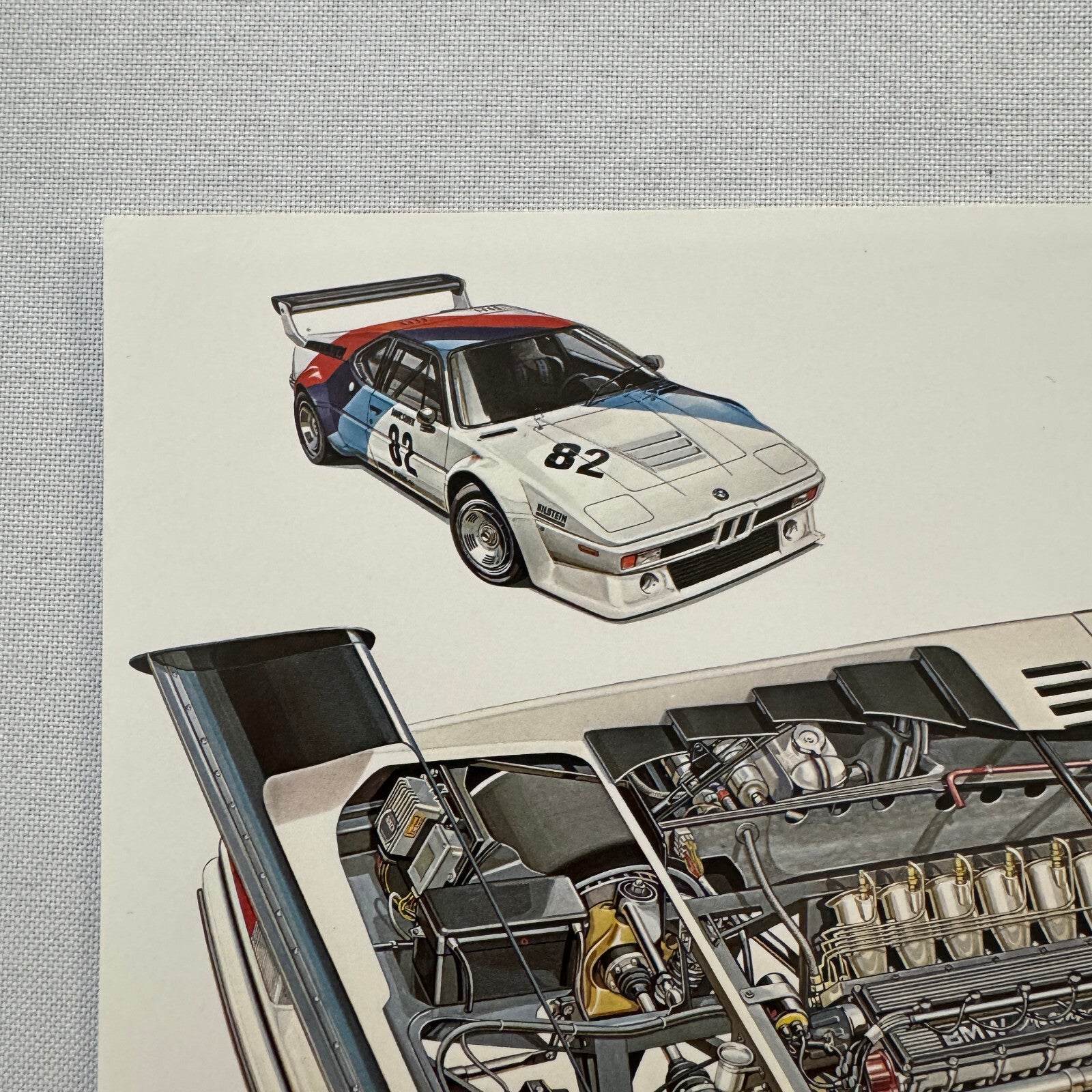 BMW M1 Racing Car Cutaway Illustration Mini Poster