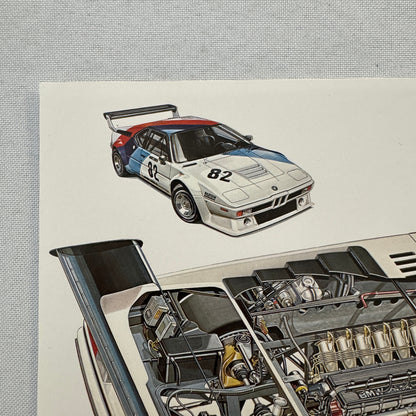 BMW M1 Racing Car Cutaway Illustration Mini Poster