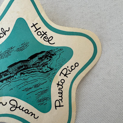 Vintage Hotel Travel Luggage Label Condado Beach Hotel San Juan Puerto Rico