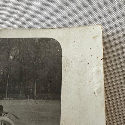 Vintage French Real Photo Postcard Post Card RPPC Man in Automobile Car Posted