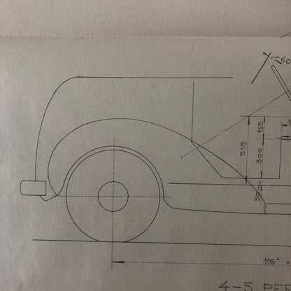 1936 Coachbuilder Car Design Blueprint Rendering Blue Print Coupe