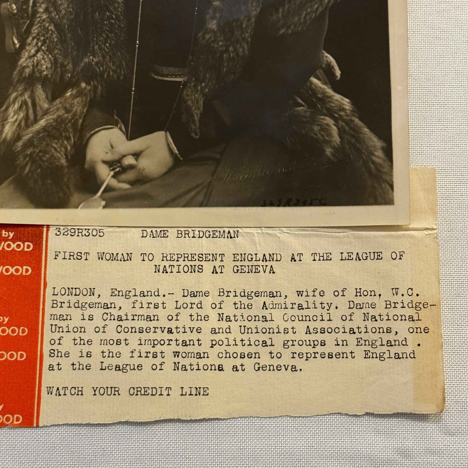 First Woman to Represent England at The League of Nations Press Photo Photograph