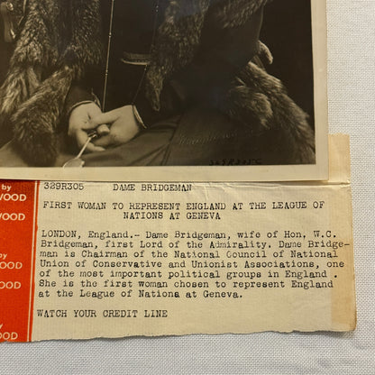 First Woman to Represent England at The League of Nations Press Photo Photograph