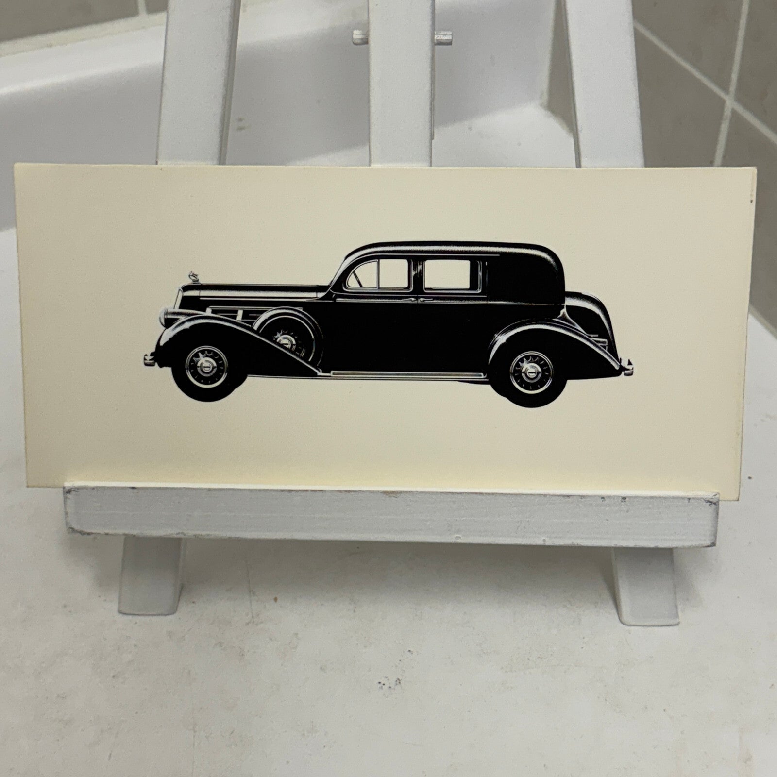 1937 Pierce Arrow Formal Sedan Car Illustration Art Drawing Vintage Miniature