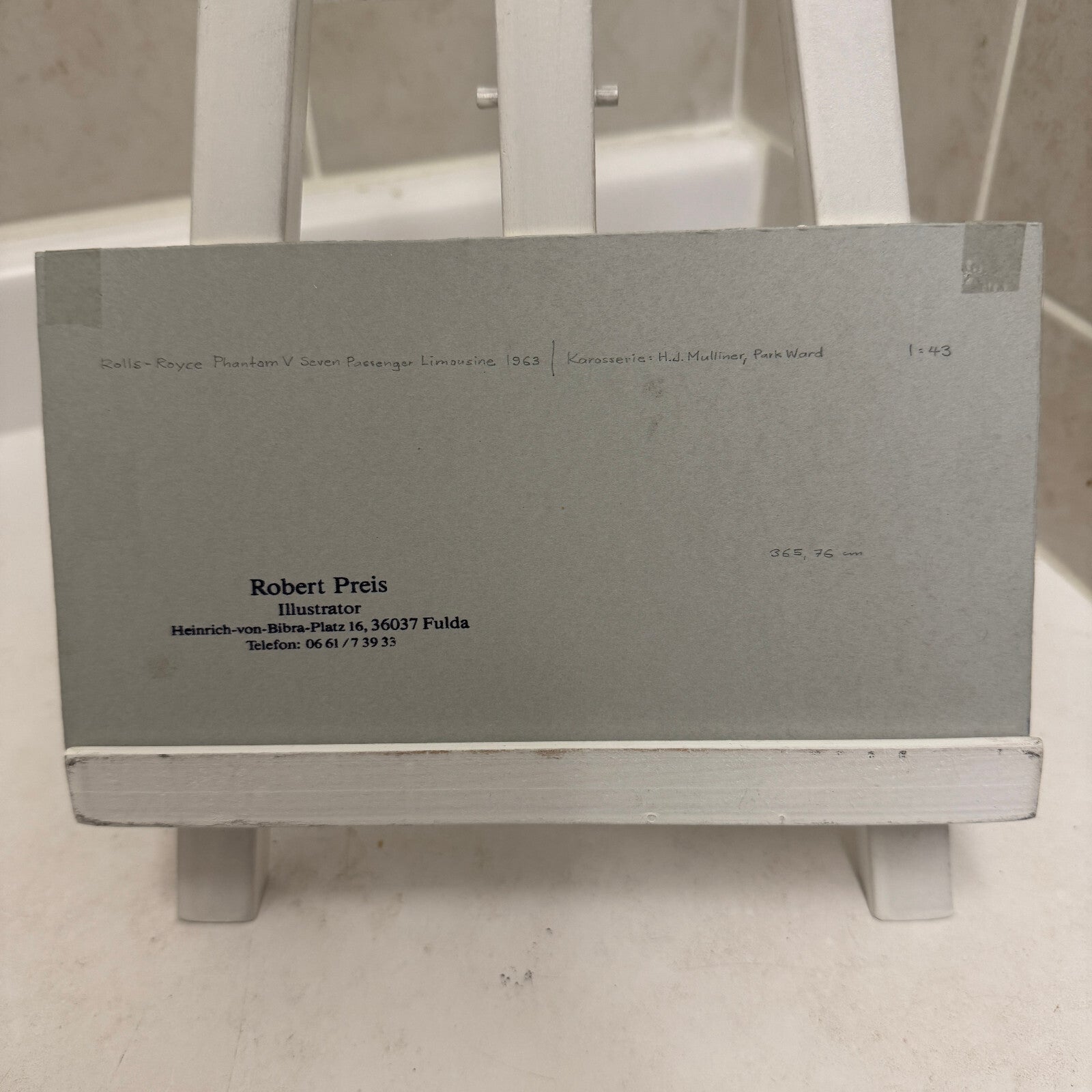 1963 Rolls Royce Phantom V Car Illustration Art Drawing Vintage Miniature