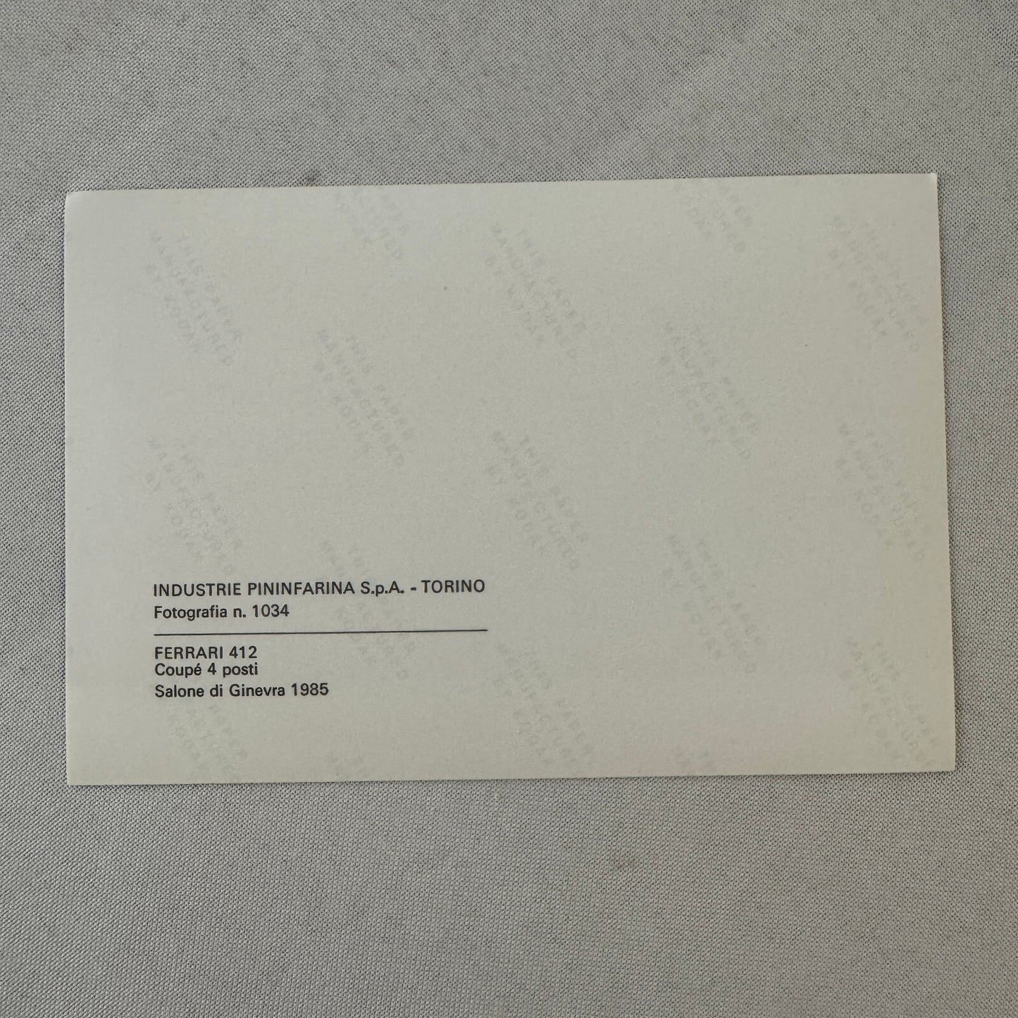 1985 Ferrari 412 Pininfarina Factory Press Photo Photograph Print