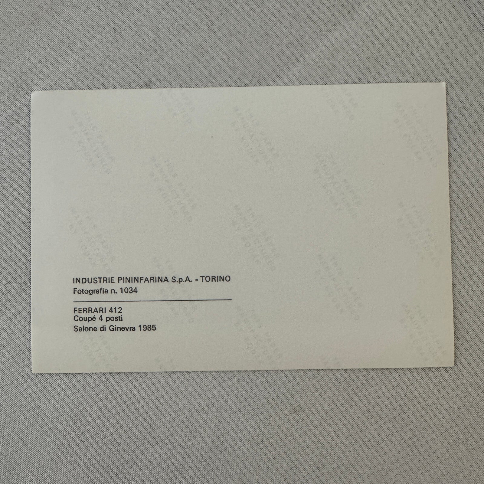 1985 Ferrari 412 Pininfarina Factory Press Photo Photograph Print