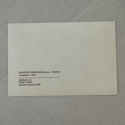 1985 Ferrari 412 Pininfarina Factory Press Photo Photograph Print